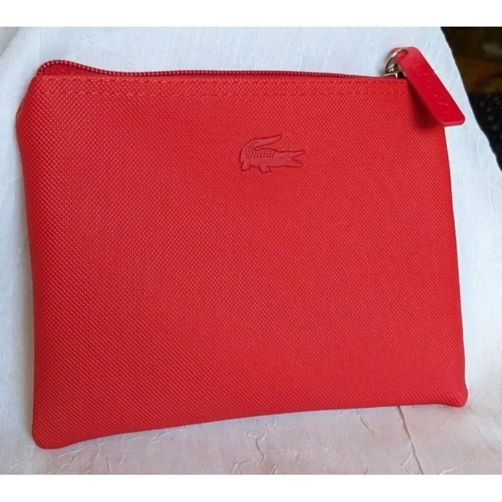Rubberized Red Lacoste For Turkish Airlines Mini Bag Cosmetic Toiletry Pouch